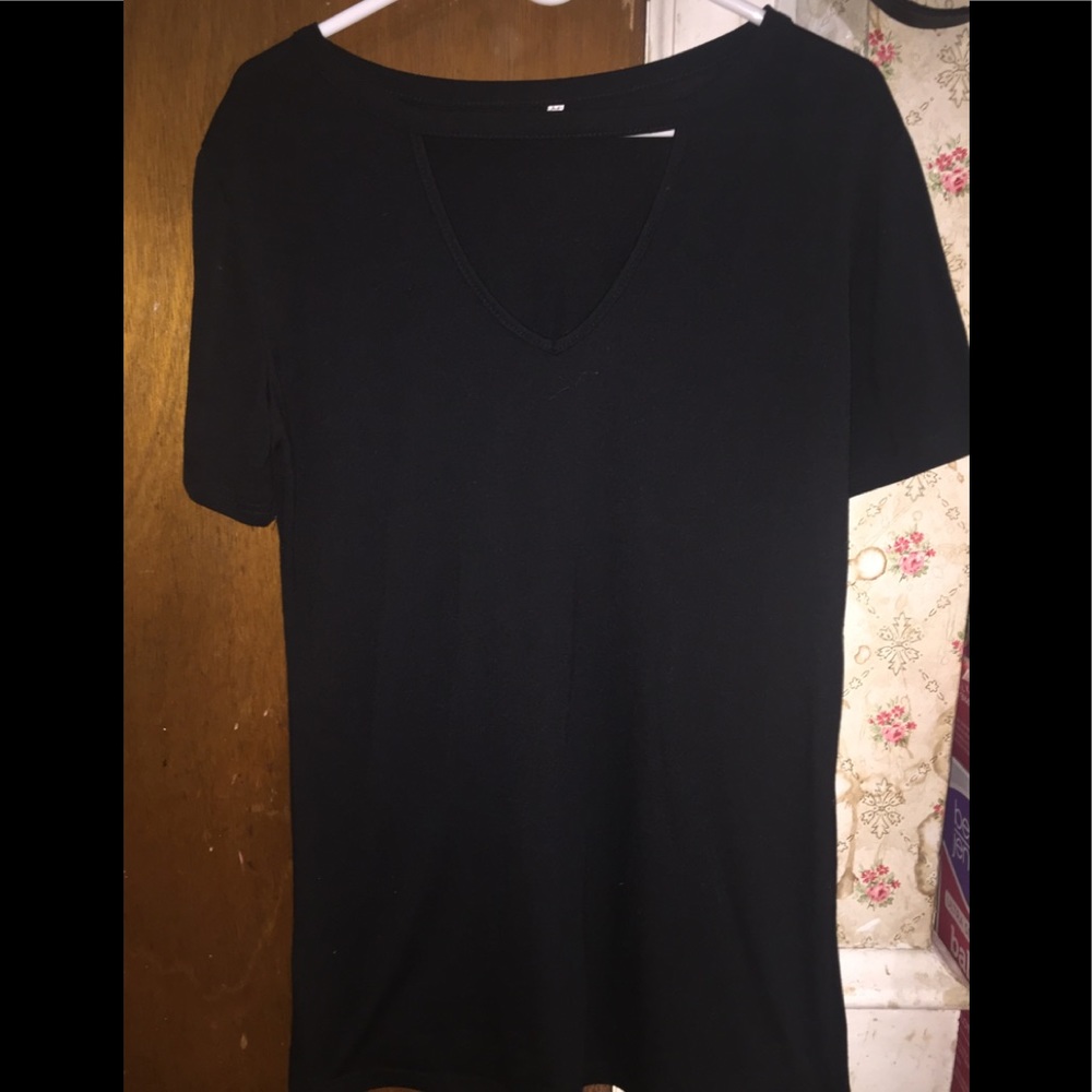 Cute Black Chest Cutout T-Shirt Dress
